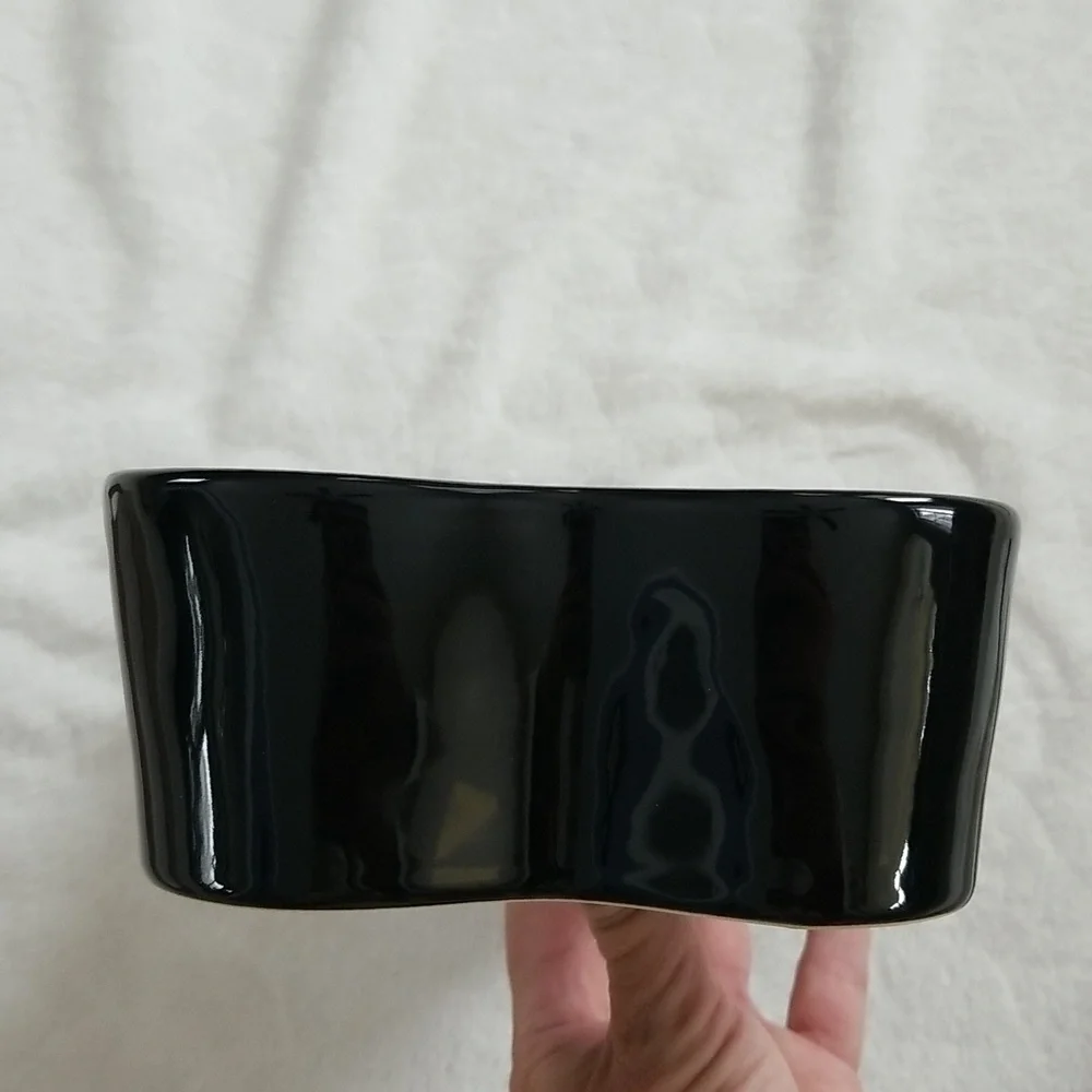 Rae Dunn Brew and Gruel Pet Bowl Bone shape green black
